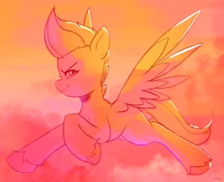 Size: 2387x1940 | Tagged: safe, artist:maren, imported from derpibooru, zipp storm, pegasus, pony, doodle, female, flying, g5, high res, looking at you, mare, sky, smiling, smiling at you, smirk, solo, spread wings, wings