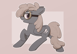 Size: 2540x1775 | Tagged: safe, artist:vultraz, imported from derpibooru, dust devil, pegasus, pony, abstract background, aviator goggles, female, folded wings, goggles, grin, looking at you, mare, ponerpics import, raised hoof, smiling, solo, wings