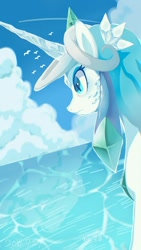 Size: 720x1280 | Tagged: safe, artist:life_inazuma, imported from derpibooru, oc, oc only, elemental, pony, unicorn, ice, ocean, solo, water