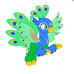 Size: 2200x2200 | Tagged: safe, imported from derpibooru, oc, oc only, oc:azul ola, bird, hippogriff, peacock, simple background, solo, transparent background