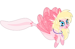 Size: 6000x3900 | Tagged: safe, imported from derpibooru, oc, oc only, oc:lotl love, axolotl, hippogriff, seapony (g4), simple background, solo, starry eyes, transparent background, wingding eyes