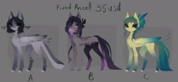 Size: 2048x948 | Tagged: safe, artist:_gassfra, imported from derpibooru, oc, oc only, pegasus, pony, adoptable, trio
