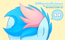 Size: 2219x1369 | Tagged: safe, artist:maren, imported from derpibooru, oc, oc only, oc:blue chewings, pony, 2017, business card, old art, peeking, pictogram, simple background, solo
