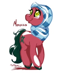 Size: 720x904 | Tagged: safe, artist:taritoons, imported from derpibooru, oc, oc only, earth pony, pony, hijab, morocco, nation ponies, ponified, simple background, solo, white background