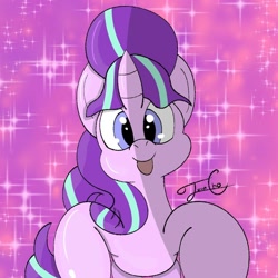 Size: 1080x1080 | Tagged: safe, artist:juanchogluedra, imported from derpibooru, starlight glimmer, pony, unicorn, :p, cute, female, glimmerbetes, looking at you, mare, s5 starlight, signature, smiling, smiling at you, solo, tongue out