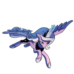 Size: 500x500 | Tagged: safe, editor:fuckomcfuck, idw, imported from derpibooru, princess luna, alicorn, pony, comic, cropped, crown, flying, jewelry, magic, regalia, sad, simple background, solo, transparent background