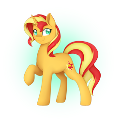 Size: 1280x1280 | Tagged: safe, artist:bloodyartwork, imported from derpibooru, sunset shimmer, pony, unicorn, female, raised hoof, simple background, solo, transparent background