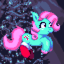 Size: 256x256 | Tagged: safe, artist:rosy_eclairs, imported from derpibooru, minty, earth pony, pony, animated, blinking, cute, female, g3, gif, pixel art, tree