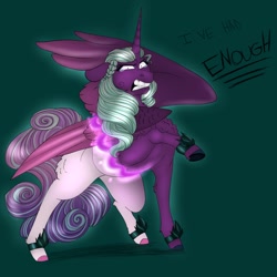 Size: 2048x2048 | Tagged: safe, artist:inisealga, imported from derpibooru, opaline arcana, princess flurry heart, alicorn, pony, spoiler:g5, spoiler:my little pony: make your mark, spoiler:my little pony: make your mark chapter 2, g5, gritted teeth, my little pony: make your mark, my little pony: make your mark chapter 2, nightmarified, solo, teary eyes, teeth, transformation