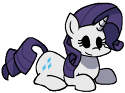 Size: 318x237 | Tagged: safe, artist:rainbrony, edit, imported from derpibooru, rarity, pony, unicorn, female, friday night funkin', funkin' is magic, horn, lying down, mare, prone, simple background, smiling, solo, transparent background