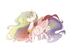 Size: 6667x5000 | Tagged: safe, artist:magical-wings06, imported from derpibooru, princess celestia, alicorn, pony, absurd resolution, chest fluff, ear fluff, female, flowing mane, looking up, mare, simple background, solo, white background
