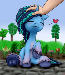 Size: 3600x4200 | Tagged: safe, artist:littlenaughtypony, imported from derpibooru, human, pony, unicorn, spoiler:my little pony: make your mark chapter 2, behaving like a dog, blushing, cute, daaaaaaaaaaaw, eyes closed, female, freckles, frog (hoof), g5, hand, heart, hoofbutt, human on pony petting, mare, misty brightdawn, mistybetes, my little pony: make your mark, my little pony: make your mark chapter 2, petting, raised hoof, sitting, smiling, underhoof, unshorn fetlocks, wholesome