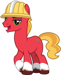 Size: 4080x5040 | Tagged: safe, artist:emeraldblast63, imported from derpibooru, sprout cloverleaf, earth pony, pony, clothes, coat markings, g4, g5, g5 to g4, generation leap, hard hat, hat, male, open mouth, open smile, simple background, smiling, socks (coat markings), solo, stallion, stupid sexy sprout cloverleaf, transparent background, unshorn fetlocks, vector