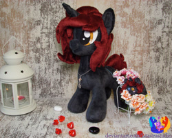 Size: 2882x2304 | Tagged: safe, artist:1stastrastudio, imported from derpibooru, oc, oc:penny, pony, unicorn, female, flower, irl, mare, photo, plushie, solo