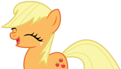 Size: 831x472 | Tagged: safe, artist:dreamybae, artist:twilyisbestpone, imported from derpibooru, applejack, earth pony, pony, alternate hairstyle, applejack day, base used, cute, eyes closed, happy, jackabetes, missing accessory, open mouth, open smile, simple background, smiling, solo, transparent background