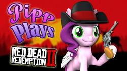 Size: 1920x1080 | Tagged: safe, artist:pika-robo, imported from derpibooru, pipp petals, pegasus, pony, series:pipp plays, 3d, cowboy hat, cowgirl, delet this, fake thumbnail, female, folded wings, g4, g5, g5 to g4, gamer pipp, generation leap, gun, handgun, hat, hoof hold, let's play, mare, red dead redemption 2, revolver, smiling, source filmmaker, thousand yard stare, video game, weapon, wings, youtube thumbnail