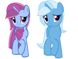 Size: 589x446 | Tagged: safe, artist:magictimeymare12, imported from derpibooru, star swirl, trixie, pony, unicorn, duo, duo female, female, mare, simple background, transparent background, vector