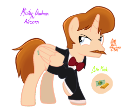 Size: 900x800 | Tagged: safe, artist:goodmangirl, artist:whippingcrram, imported from derpibooru, oc, oc only, oc:mister goodman sml, alicorn, pony, simple background, solo, transparent background