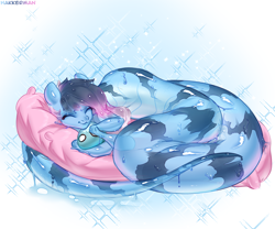 Size: 3000x2500 | Tagged: safe, artist:hakkerman, imported from derpibooru, oc, oc:liu, lamia, original species, pony, sleeping, slime