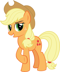 Size: 9312x11252 | Tagged: safe, artist:wissle, imported from derpibooru, applejack, earth pony, pony, absurd resolution, applejack day, applejack's hat, cowboy hat, crossed legs, female, grin, hat, looking at you, mare, raised hoof, raised leg, simple background, smiling, smiling at you, smug, solo, transparent background, vector