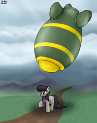 Size: 1908x2424 | Tagged: safe, artist:the-furry-railfan, imported from derpibooru, octavia melody, earth pony, pony, atomic bomb, cloud, cloudy, fetish, high res, inflatable, inflatable fetish, inflatable toy, mountain, mountain range, nuclear weapon, overcast, p 235, this will end in balloons, walking, weapon