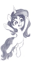 Size: 547x900 | Tagged: safe, artist:ponsce, imported from derpibooru, izzy moonbow, pony, unicorn, g5, grayscale, monochrome, simple background, solo, white background