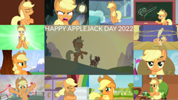 Size: 1974x1112 | Tagged: safe, edit, edited screencap, editor:quoterific, imported from derpibooru, screencap, applejack, winona, dog, earth pony, pony, applebuck season, applejack's "day" off, boast busters, dragon dropped, fluttershy leans in, hearthbreakers, lesson zero, magic duel, school daze, season 1, season 2, season 3, season 4, season 5, season 6, season 7, season 8, season 9, tanks for the memories, the last roundup, trade ya, triple pony dare ya, spoiler:s08, spoiler:s09