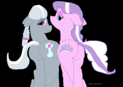 Size: 1766x1242 | Tagged: safe, artist:coltfan97, imported from derpibooru, diamond tiara, silver spoon, earth pony, pony, 1000 hours in ms paint, butt, diamond buttiara, plot, plot pair, silverbutt