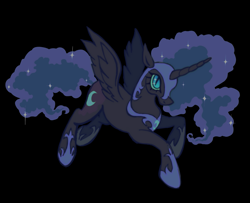 Size: 1477x1198 | Tagged: safe, artist:fluttershyes, imported from derpibooru, nightmare moon, alicorn, pony, black background, ethereal mane, ethereal tail, female, g4, jewelry, mare, regalia, simple background, solo, tail