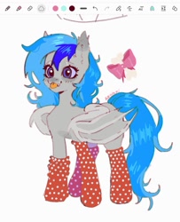 Size: 1377x1699 | Tagged: safe, artist:azaani, imported from derpibooru, oc, oc:pip, bat pony, pony, bat pony oc, bat wings, clothes, cutie mark, simple background, socks, solo, tongue out, white background, wings