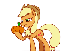 Size: 1800x1350 | Tagged: safe, artist:flutterluv, imported from derpibooru, applejack, earth pony, pony, pumpkin, simple background, solo, transparent background