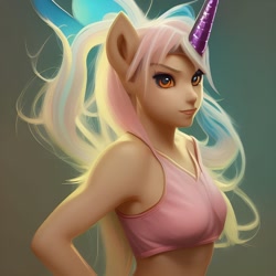 Size: 1600x1600 | Tagged: safe, generator:nightcafe ai, imported from derpibooru, oc, anthro, ai content, ai generated, anthro oc, clothes, human facial structure, sports bra