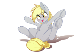 Size: 4000x2700 | Tagged: safe, artist:alexsc112, imported from derpibooru, derpy hooves, pegasus, pony, armpits, blushing, cute, derpabetes, floating heart, heart, simple background, solo, white background