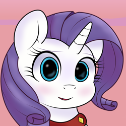 Size: 1024x1024 | Tagged: safe, artist:sparkfler85, imported from derpibooru, part of a set, rarity, pony, unicorn, ai assisted, ai content, bust, cute, female, generator:thisponydoesnotexist, jewelry, necklace, portrait, redraw, simple background, solo