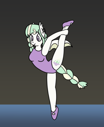 Size: 1690x2048 | Tagged: safe, artist:platinumdrop, imported from derpibooru, oc, oc only, oc:cazadora tormenta, anthro, ballet, clothes, commission, leotard, solo, stretching