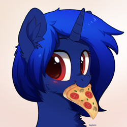 Size: 2067x2067 | Tagged: safe, artist:kaylemi, imported from derpibooru, oc, oc only, pony, bust, female, food, pizza, simple background, solo