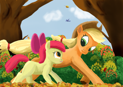 Size: 1700x1202 | Tagged: artist needed, source needed, safe, imported from derpibooru, apple bloom, applejack, earth pony, apple sisters, siblings, sisters