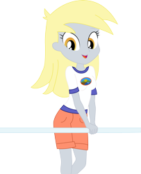 Size: 2308x2843 | Tagged: safe, artist:marcorulezzz, imported from derpibooru, derpy hooves, human, equestria girls, legend of everfree, camp everfree outfits, clothes, female, open mouth, shorts, simple background, solo, transparent background, vector