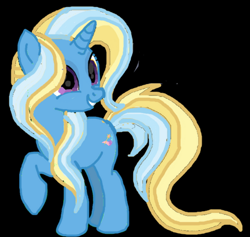 Size: 548x520 | Tagged: safe, artist:queenravenrose, imported from derpibooru, trixie, pony, unicorn, black background, redesign, simple background, smiling, solo