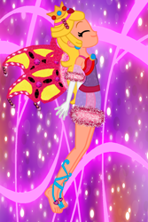 Size: 2000x3000 | Tagged: safe, artist:kova360, artist:user15432, imported from derpibooru, fairy, human, equestria girls, barefoot, barely eqg related, base used, clothes, crossover, crown, dress, ear piercing, earring, enchantix, equestria girls style, equestria girls-ified, eyes closed, fairy wings, fairyized, feet, gloves, jewelry, piercing, pink background, pink dress, pink wings, princess peach, regalia, simple background, smiling, sparkly background, sparkly wings, super mario bros., transformation, wings, winx, winx club, winxified