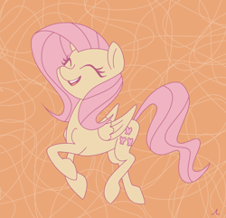 Size: 4500x4343 | Tagged: safe, artist:docwario, imported from derpibooru, fluttershy, pegasus, pony, abstract background, cute, eyes closed, female, fluttober, mare, open mouth, open smile, shyabetes, smiling, solo