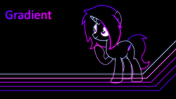 Size: 1920x1080 | Tagged: safe, artist:blacksmile, artist:equestrian_pony, imported from derpibooru, oc, oc only, oc:gradient, pony, unicorn, gradient, gradient hooves, gradient mane, gradient tail, neon, solo, tail