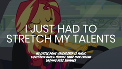 Size: 1920x1080 | Tagged: safe, edit, edited screencap, editor:quoterific, imported from derpibooru, screencap, sunset shimmer, human, driving miss shimmer, equestria girls, equestria girls series, solo