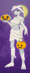 Size: 1668x4071 | Tagged: safe, artist:batipin, imported from derpibooru, maud pie, human, equestria girls, breasts, busty maud pie, clothes, costume, female, halloween, halloween costume, holiday, mummy, solo, stockings, toeless stockings