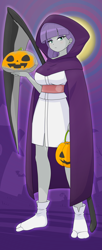 Size: 1668x4071 | Tagged: safe, artist:batipin, imported from derpibooru, maud pie, human, equestria girls, breasts, busty maud pie, clothes, costume, female, grim reaper, halloween, halloween costume, holiday, solo, stocking feet