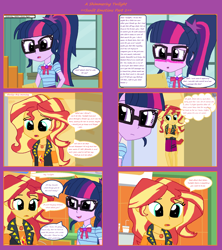 Size: 1808x2039 | Tagged: safe, artist:thomaszoey3000, imported from derpibooru, sci-twi, sunset shimmer, twilight sparkle, human, comic:a shimmering twilight, equestria girls, clothes, comic, female, geode, lesbian, letter, scitwishimmer, shipping, sunsetsparkle