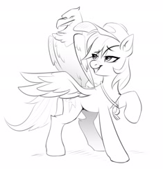 Size: 2470x2630 | Tagged: safe, artist:taneysha, imported from derpibooru, rainbow dash, bird, eagle, pegasus, pony, may the best pet win, monochrome, simple background, solo, white background