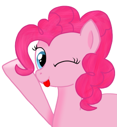 Size: 927x1000 | Tagged: safe, artist:thread8, imported from derpibooru, pinkie pie, :p, looking at you, one eye closed, simple background, solo, tongue out, transparent background, wink, winking at you