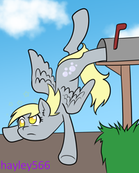 Size: 1606x2006 | Tagged: safe, artist:hayley566, imported from derpibooru, derpy hooves, pegasus, pony, derpy inside a mailbox, female, mailbox, solo