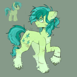 Size: 2000x2000 | Tagged: safe, artist:sandbarx3, imported from derpibooru, sandbar, earth pony, pony, bracelet, chest fluff, ear fluff, high res, jewelry, male, older, older sandbar, raised hoof, scar, smiling, solo, stallion